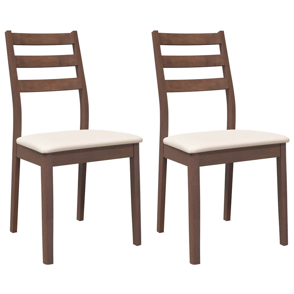 Sedie da Pranzo con Cuscini 2pz Marrone Legno Massello di Hevea | homemem39