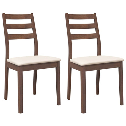 Sedie da Pranzo con Cuscini 2pz Marrone Legno Massello di Hevea | homemem39