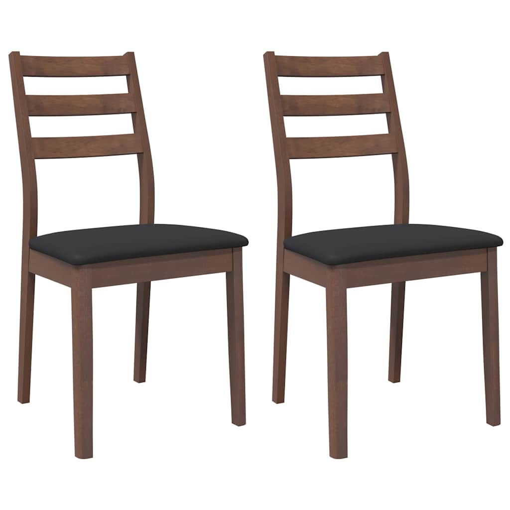 Sedie da Pranzo con Cuscini 2pz Marrone Legno Massello di Hevea | homemem39