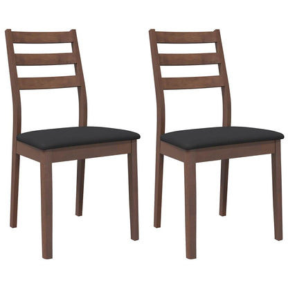 Sedie da Pranzo con Cuscini 2pz Marrone Legno Massello di Hevea | homemem39