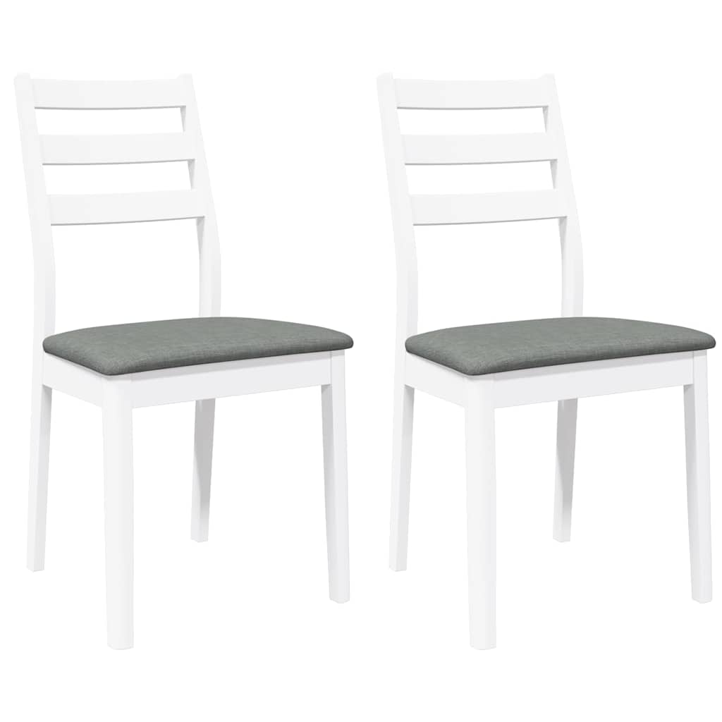 Sedie da Pranzo con Cuscini 2 pz Bianco Legno Massello di Hevea | homemem39