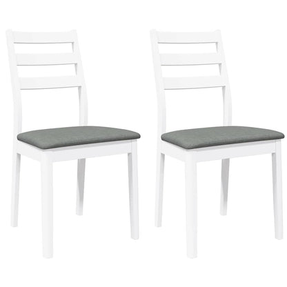 Sedie da Pranzo con Cuscini 2 pz Bianco Legno Massello di Hevea | homemem39