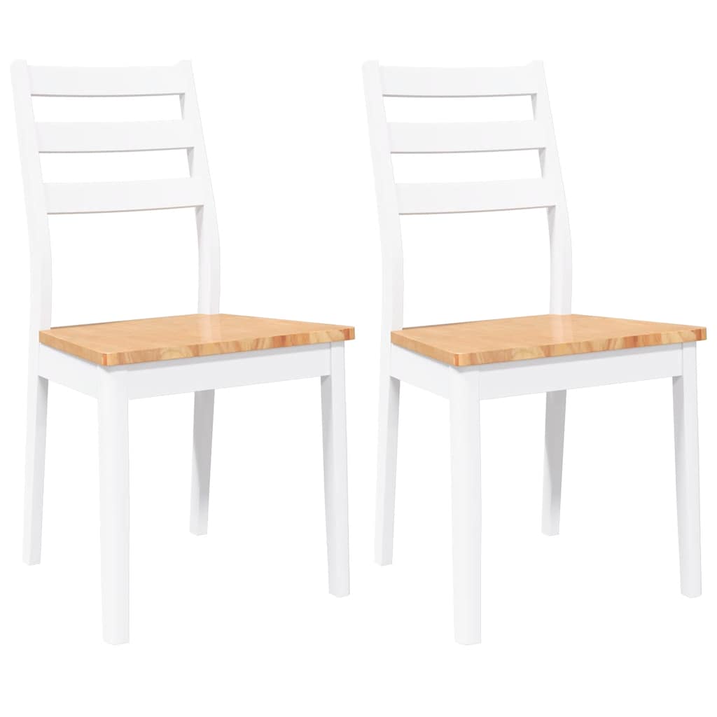 Sedie da Pranzo 2 pz Bianche in Legno Massello di Hevea | homemem39