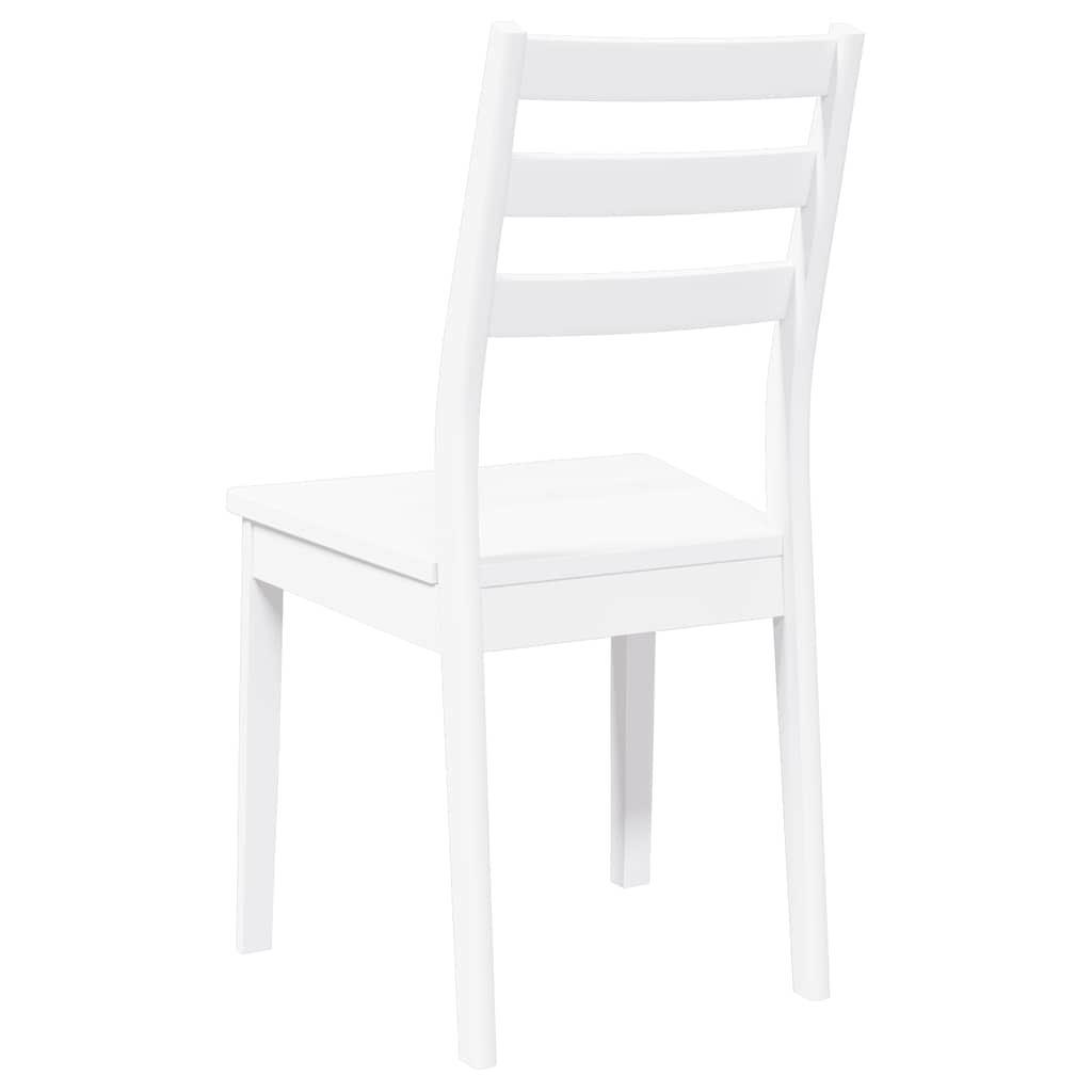 Sedie da Pranzo 2 pz Bianche in Legno Massello di Hevea | homemem39