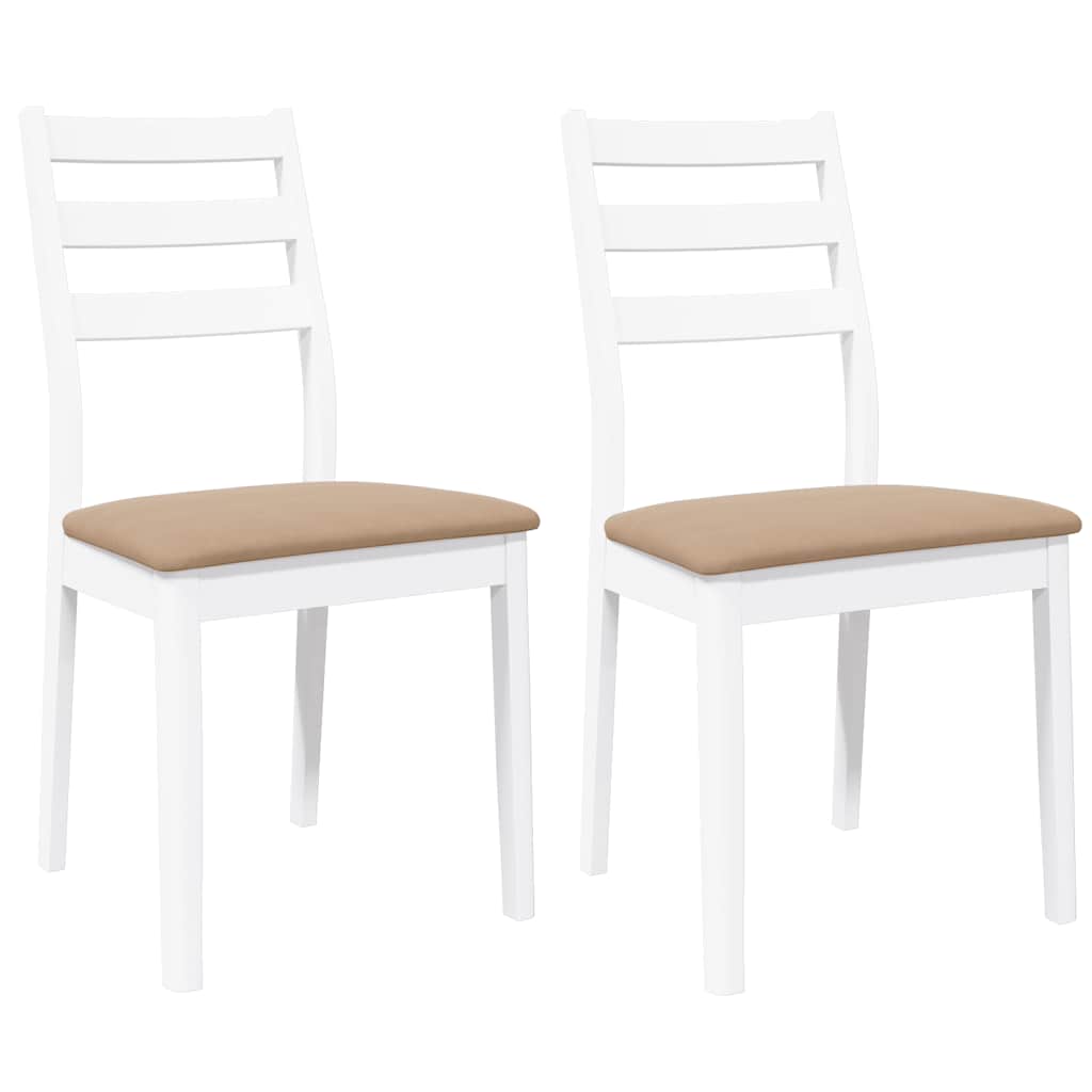Sedie da Pranzo con Cuscini 2 pz Bianco Legno Massello di Hevea | homemem39