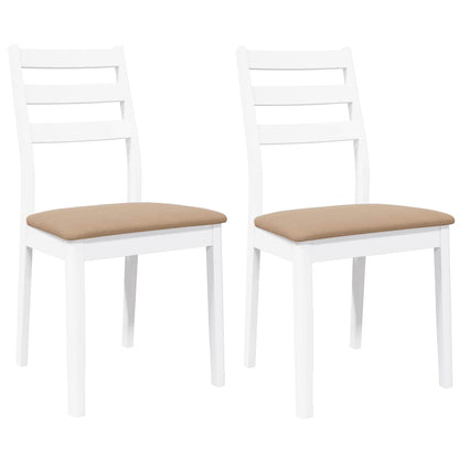 Sedie da Pranzo con Cuscini 2 pz Bianco Legno Massello di Hevea | homemem39