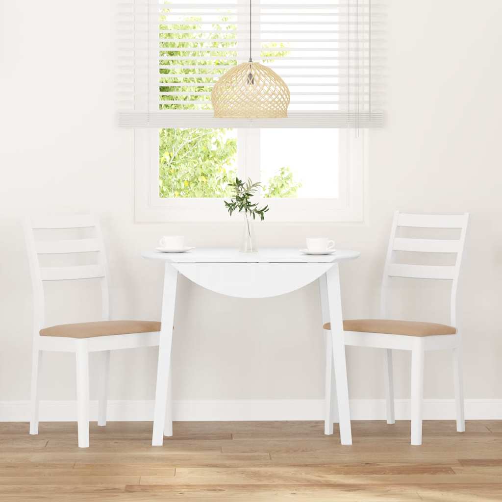 Sedie da Pranzo con Cuscini 2 pz Bianco Legno Massello di Hevea | homemem39