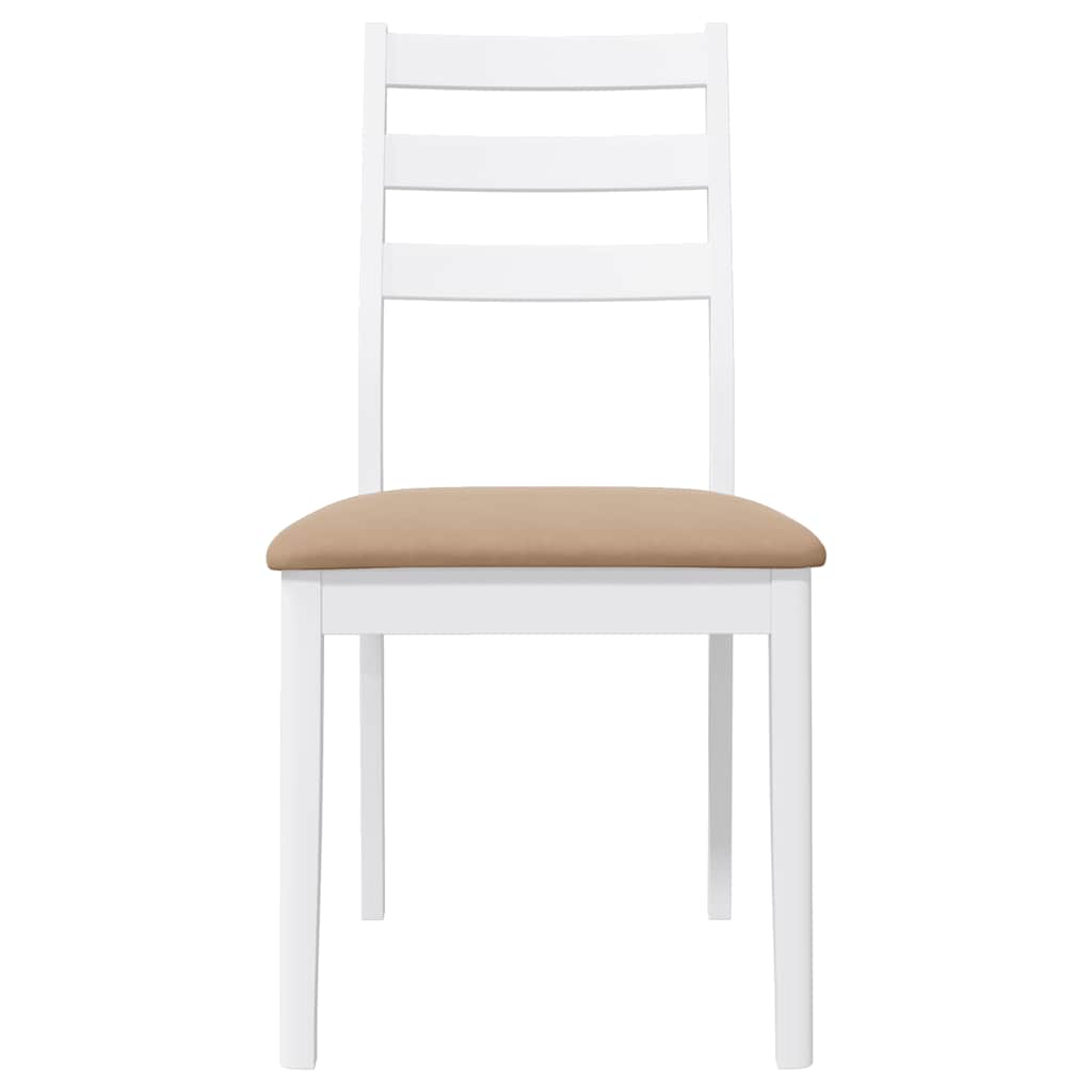 Sedie da Pranzo con Cuscini 2 pz Bianco Legno Massello di Hevea | homemem39