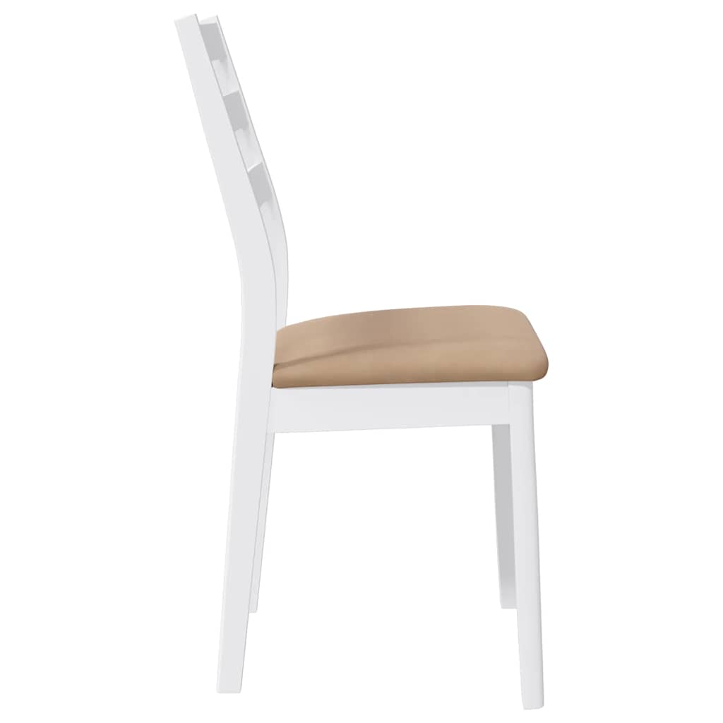 Sedie da Pranzo con Cuscini 2 pz Bianco Legno Massello di Hevea | homemem39