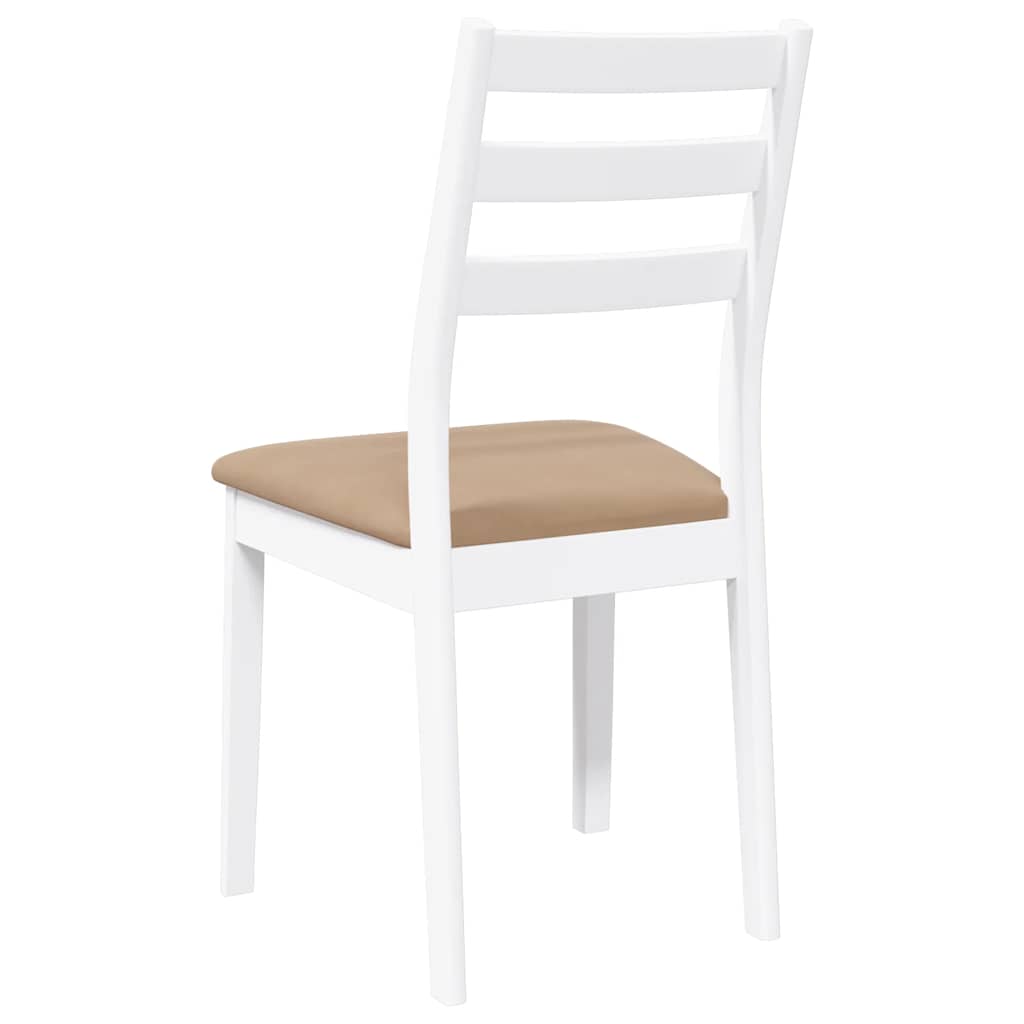 Sedie da Pranzo con Cuscini 2 pz Bianco Legno Massello di Hevea | homemem39