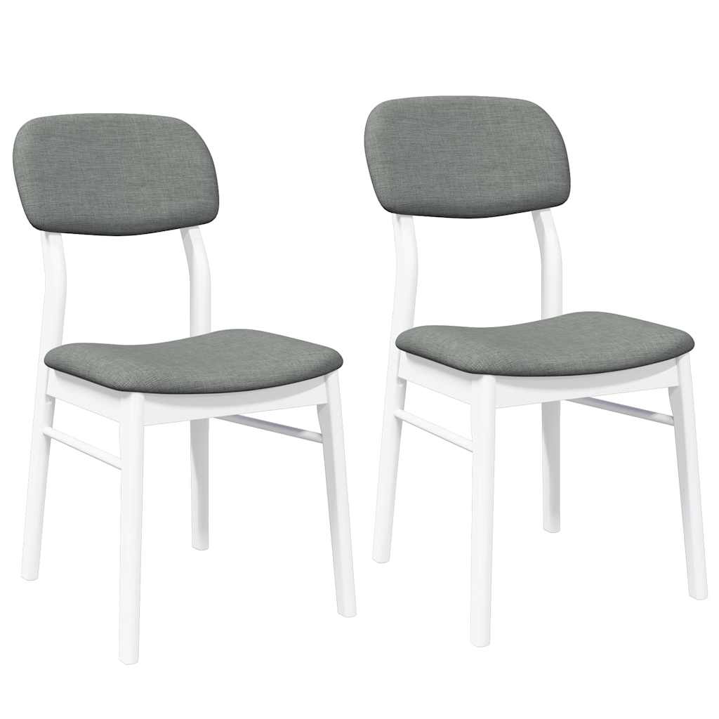 Sedie da Pranzo con Cuscini 2 pz Bianco Legno Massello di Hevea | homemem39
