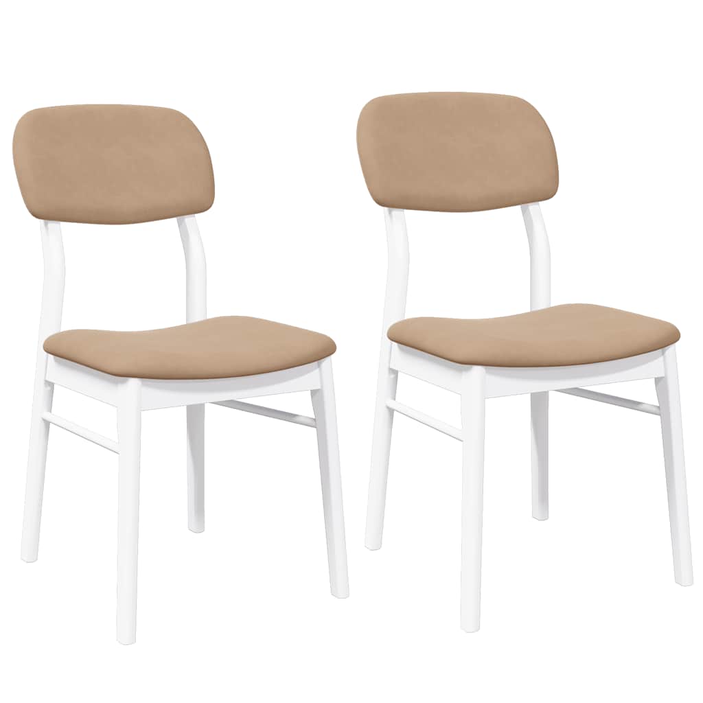 Sedie da Pranzo con Cuscini 2 pz Bianco Legno Massello di Hevea | homemem39