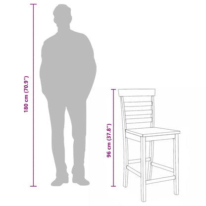 Sgabelli da Bar 2 pz Naturale Legno Massello di Hevea - homemem39