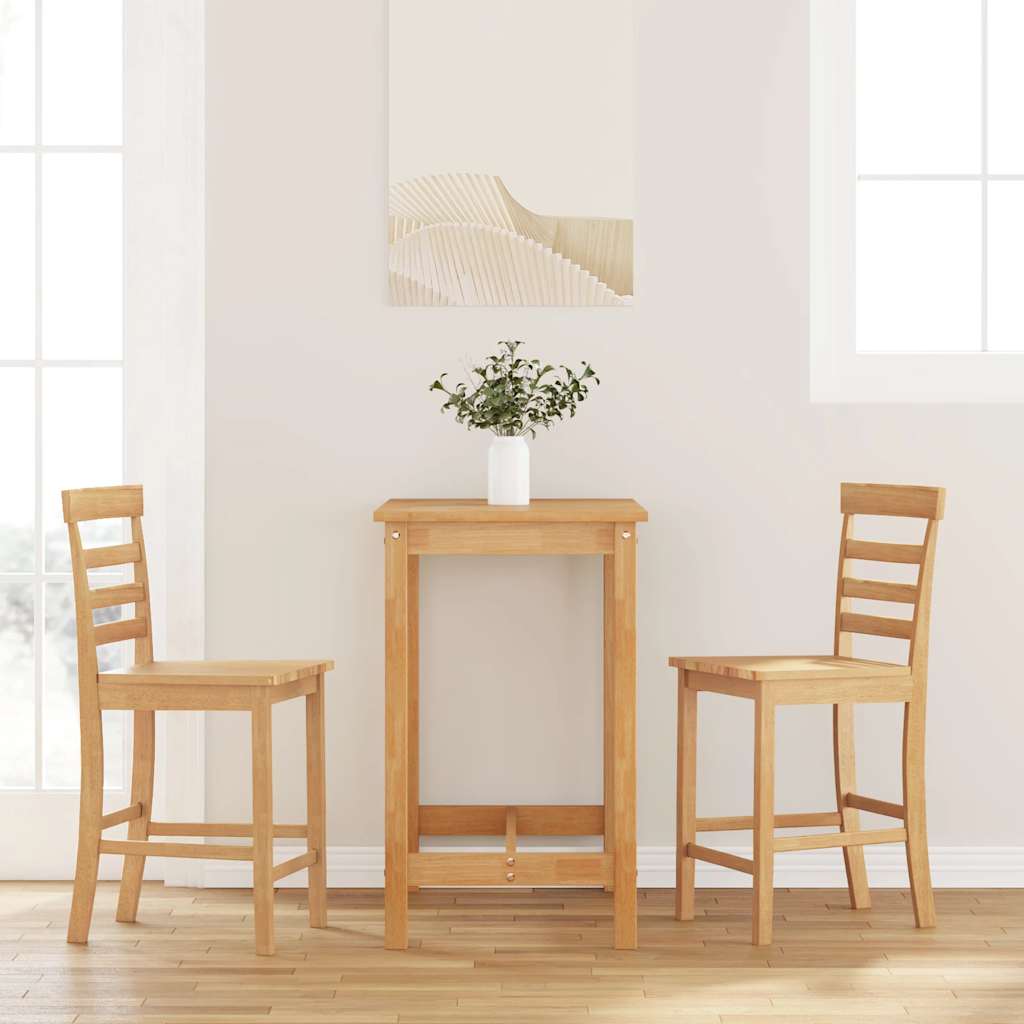 Sgabelli da Bar 2 pz Naturale Legno Massello di Hevea - homemem39