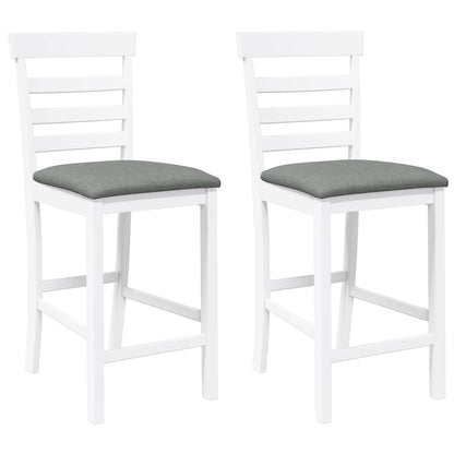 Sgabelli da Bar con Cuscini 2 pz Bianco Legno Massello di Hevea - homemem39