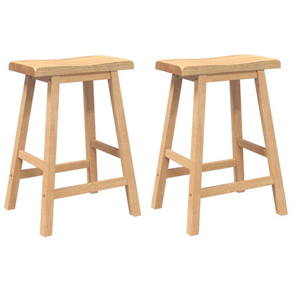 Sgabelli da Bar 2 pz Naturale Legno Massello di Hevea - homemem39