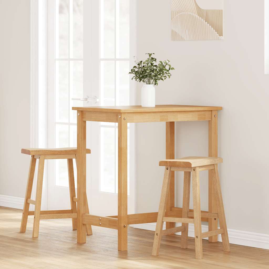 Sgabelli da Bar 2 pz Naturale Legno Massello di Hevea - homemem39