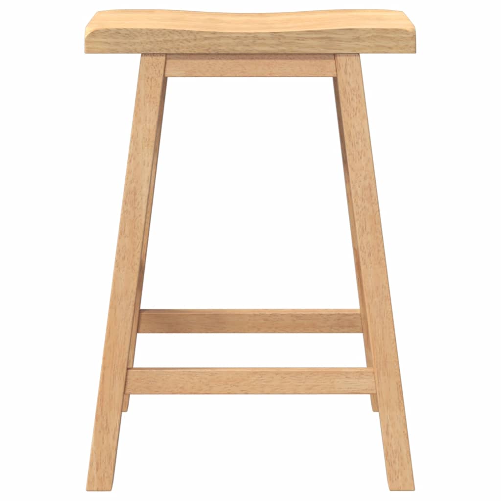 Sgabelli da Bar 2 pz Naturale Legno Massello di Hevea - homemem39