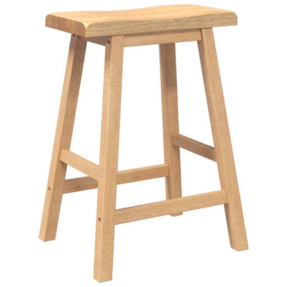 Sgabelli da Bar 2 pz Naturale Legno Massello di Hevea - homemem39