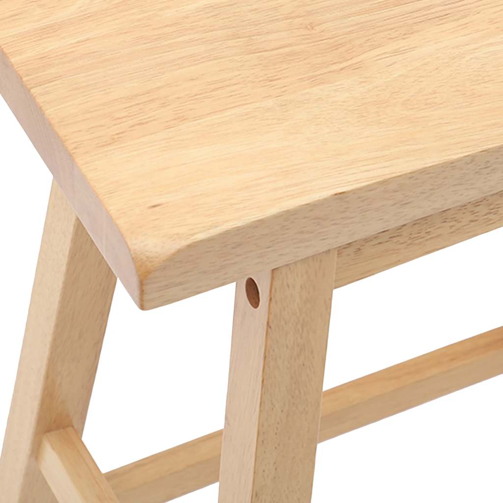 Sgabelli da Bar 2 pz Naturale Legno Massello di Hevea - homemem39