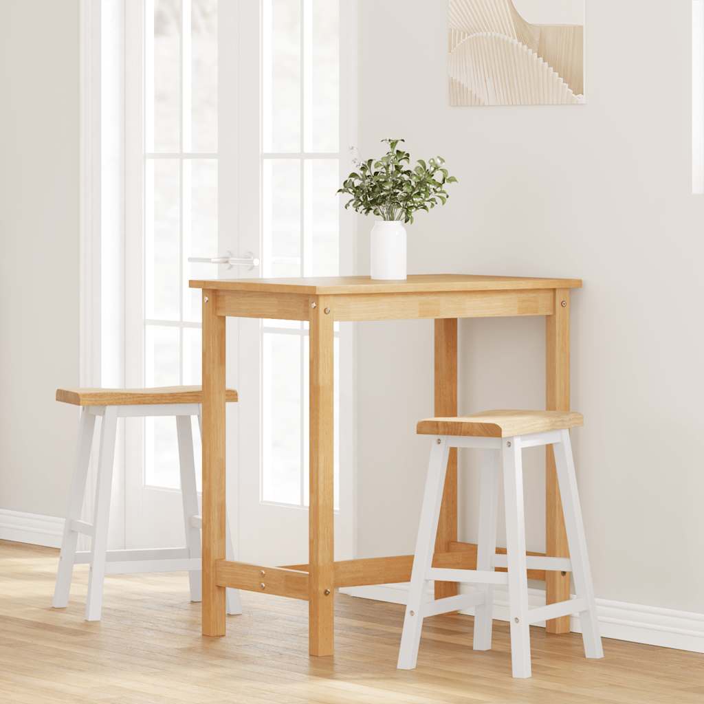 Sgabelli da Bar 2 pz Bianchi in Legno Massello di Hevea - homemem39