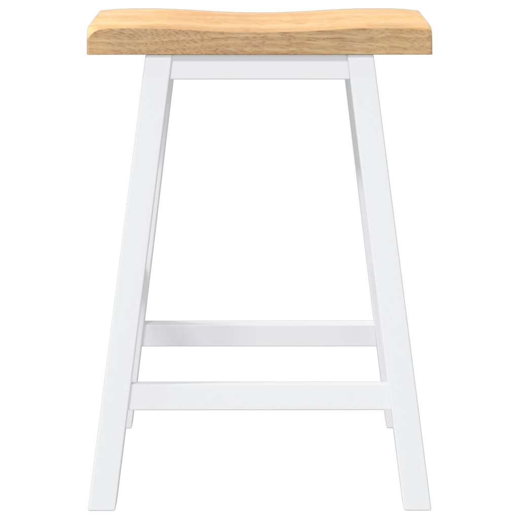 Sgabelli da Bar 2 pz Bianchi in Legno Massello di Hevea - homemem39