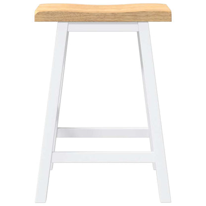 Sgabelli da Bar 2 pz Bianchi in Legno Massello di Hevea - homemem39