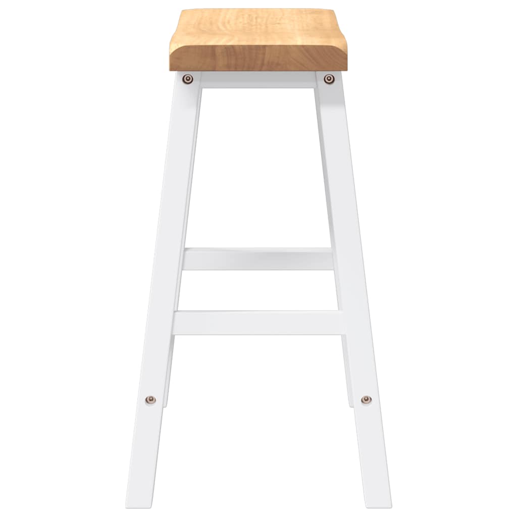 Sgabelli da Bar 2 pz Bianchi in Legno Massello di Hevea - homemem39