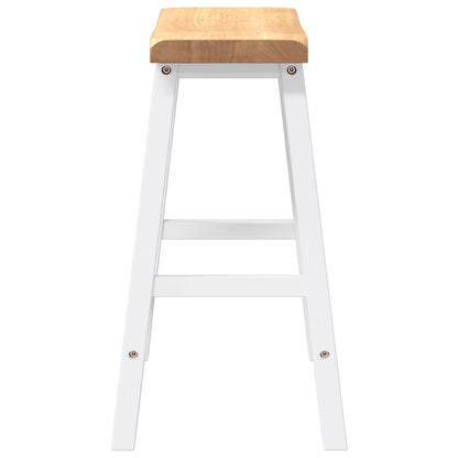 Sgabelli da Bar 2 pz Bianchi in Legno Massello di Hevea - homemem39