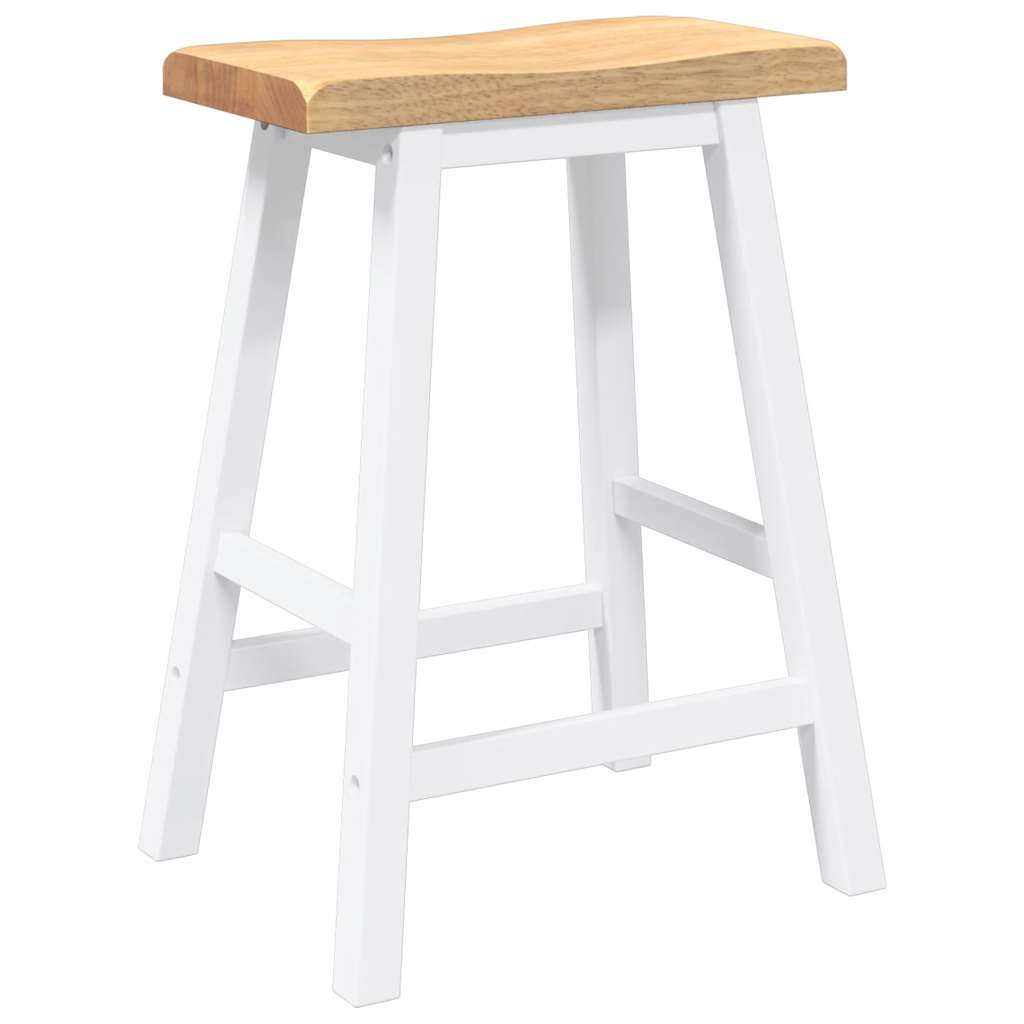 Sgabelli da Bar 2 pz Bianchi in Legno Massello di Hevea - homemem39
