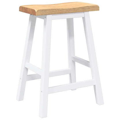 Sgabelli da Bar 2 pz Bianchi in Legno Massello di Hevea - homemem39