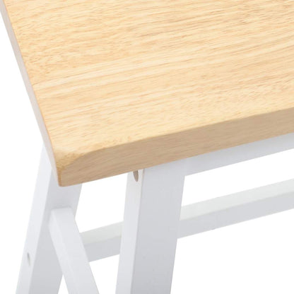 Sgabelli da Bar 2 pz Bianchi in Legno Massello di Hevea - homemem39