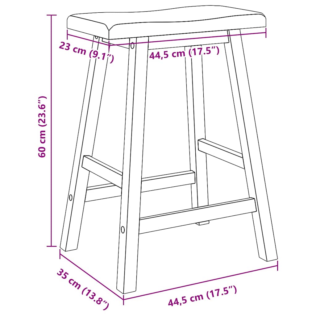 Sgabelli da Bar 2 pz Bianchi in Legno Massello di Hevea - homemem39