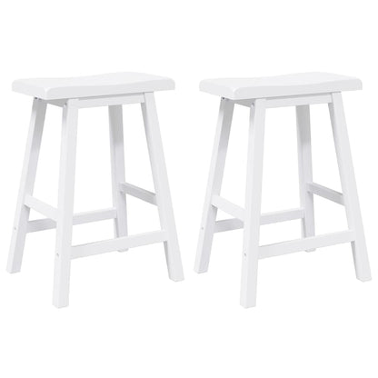 Sgabelli da Bar 2 pz Bianchi in Legno Massello di Hevea - homemem39