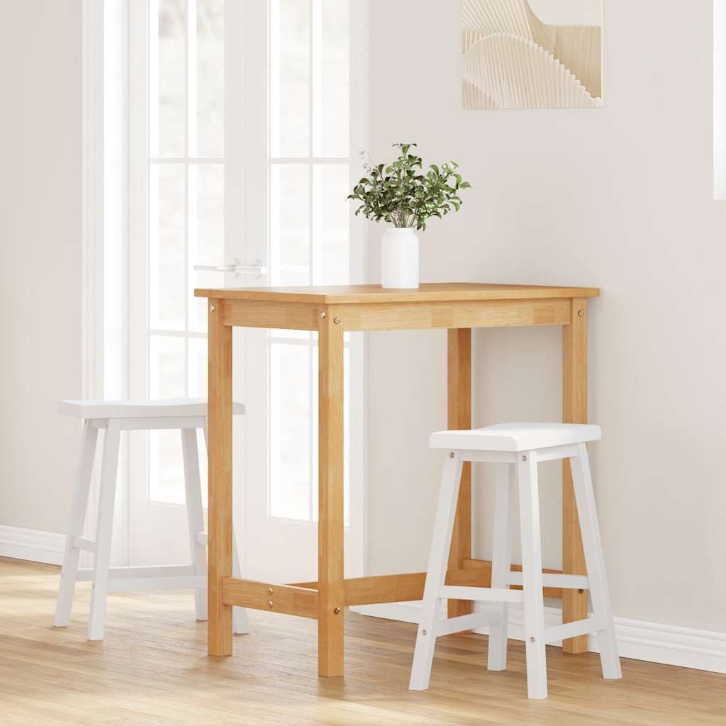 Sgabelli da Bar 2 pz Bianchi in Legno Massello di Hevea - homemem39