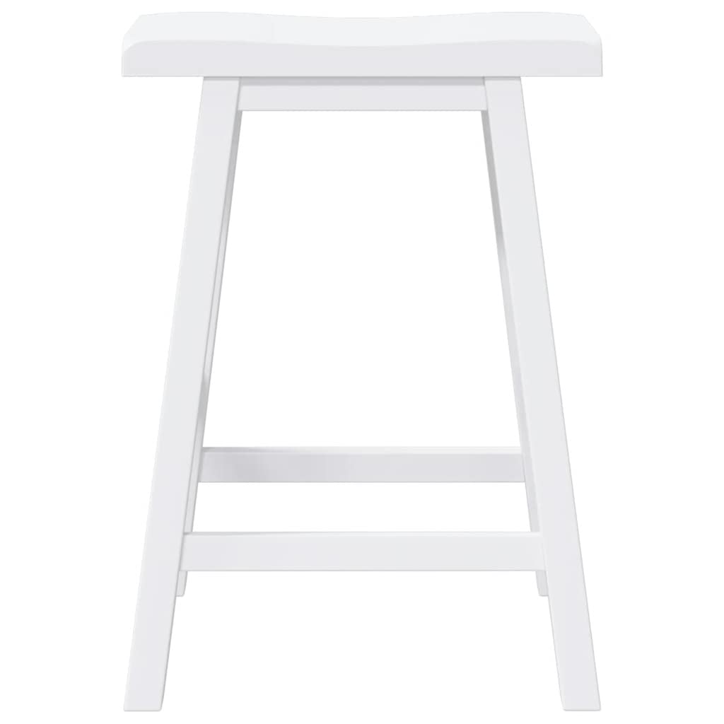 Sgabelli da Bar 2 pz Bianchi in Legno Massello di Hevea - homemem39