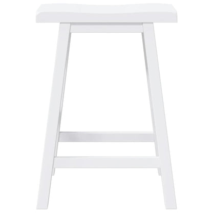 Sgabelli da Bar 2 pz Bianchi in Legno Massello di Hevea - homemem39