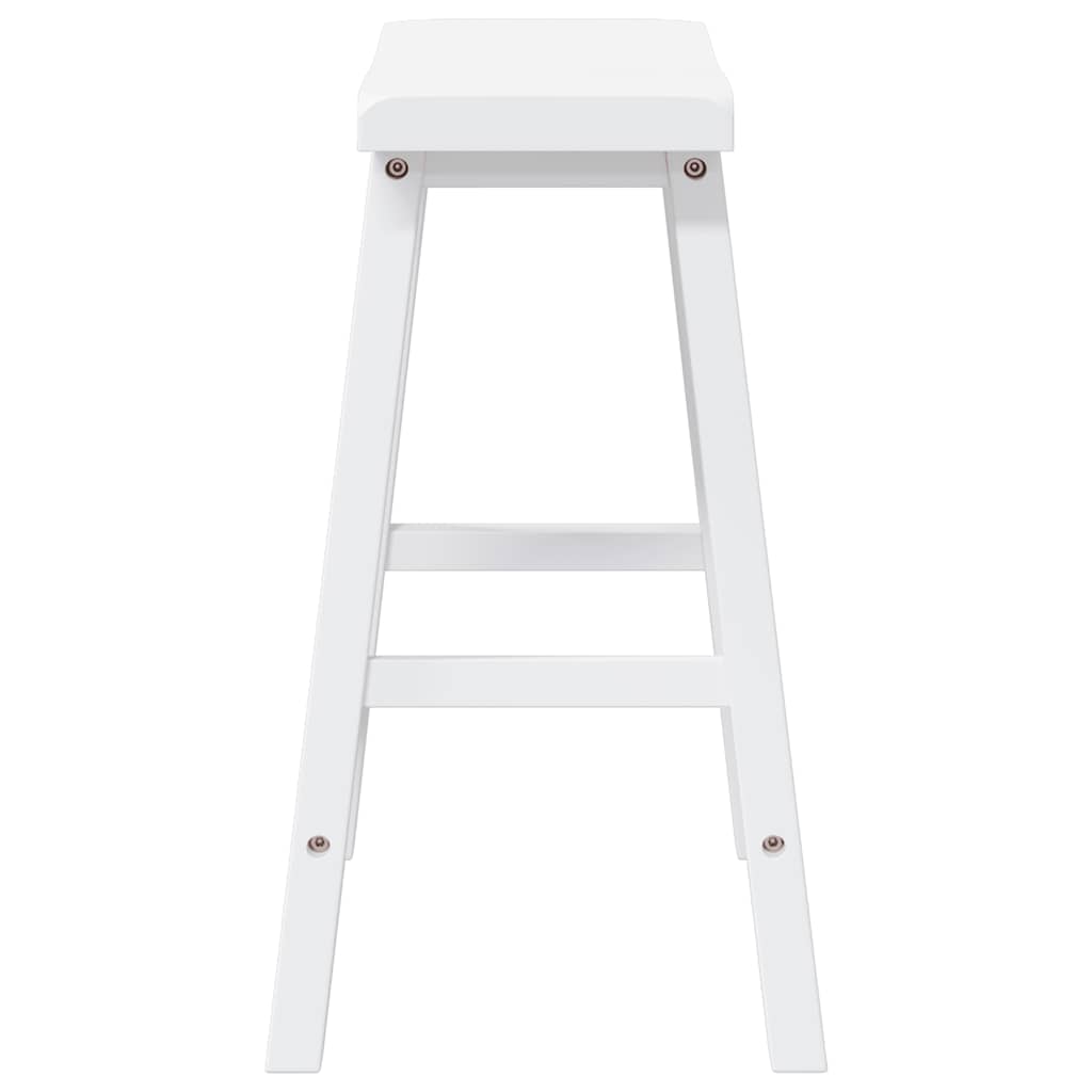 Sgabelli da Bar 2 pz Bianchi in Legno Massello di Hevea - homemem39