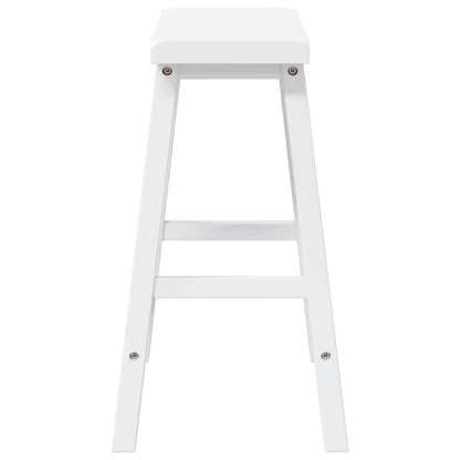 Sgabelli da Bar 2 pz Bianchi in Legno Massello di Hevea - homemem39