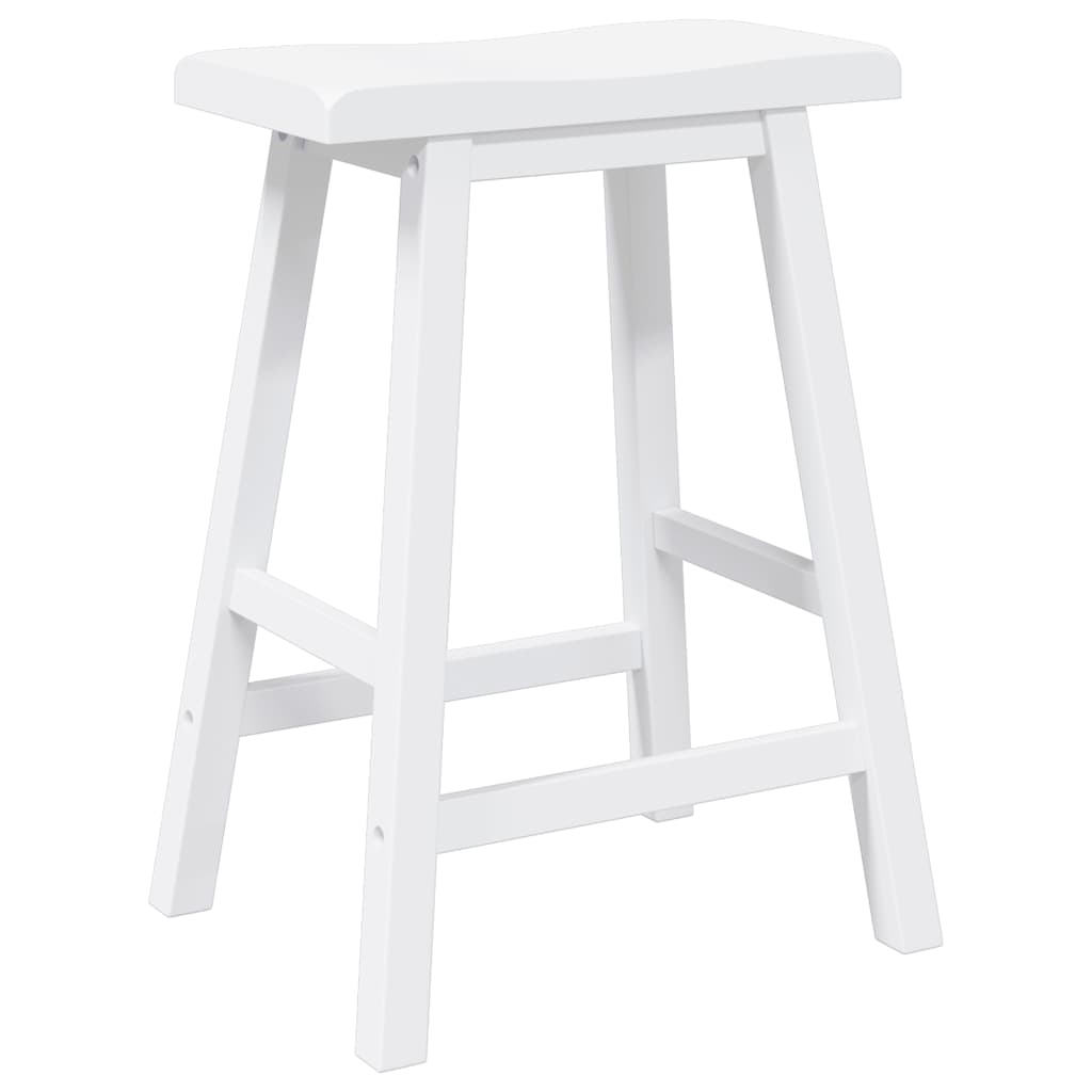 Sgabelli da Bar 2 pz Bianchi in Legno Massello di Hevea - homemem39