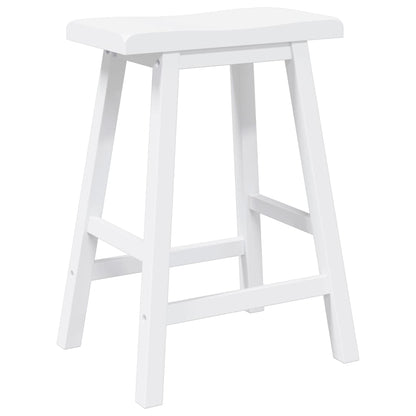 Sgabelli da Bar 2 pz Bianchi in Legno Massello di Hevea - homemem39