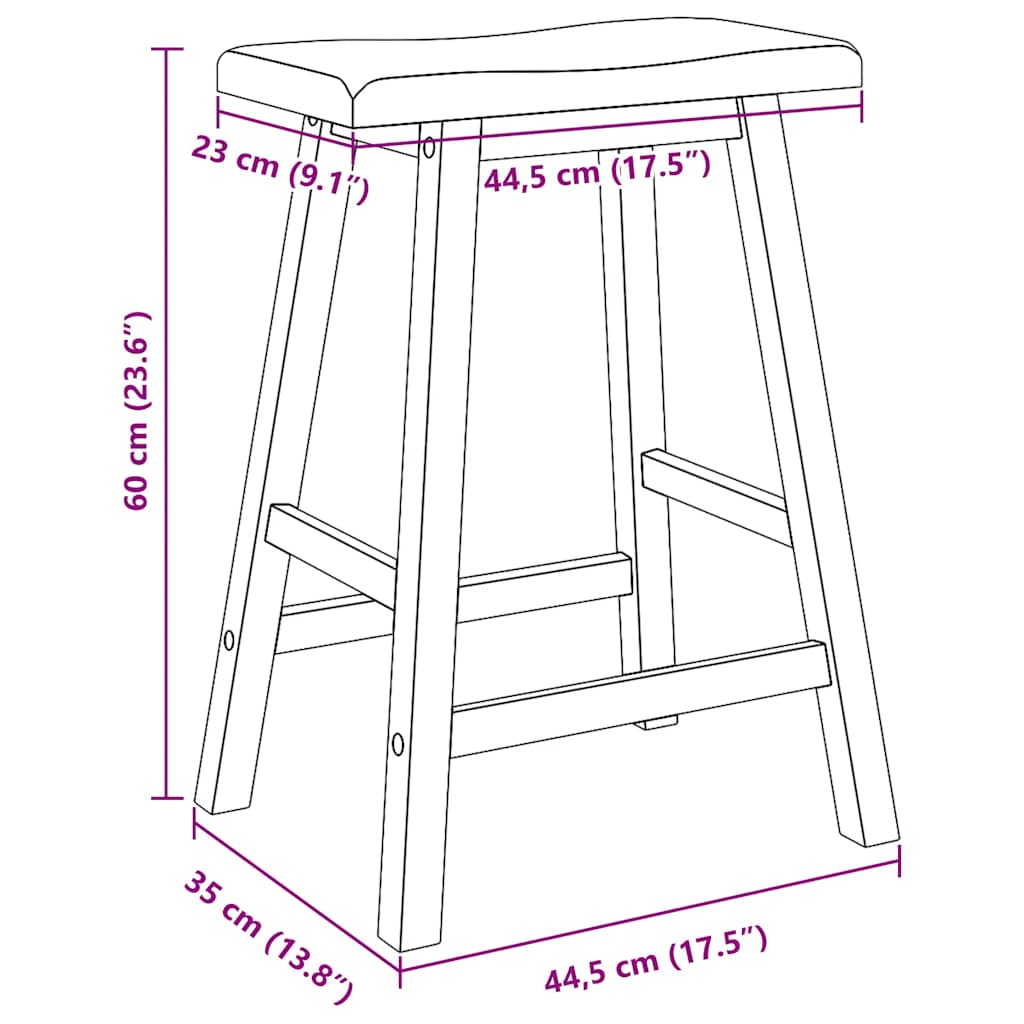 Sgabelli da Bar 2 pz Bianchi in Legno Massello di Hevea - homemem39