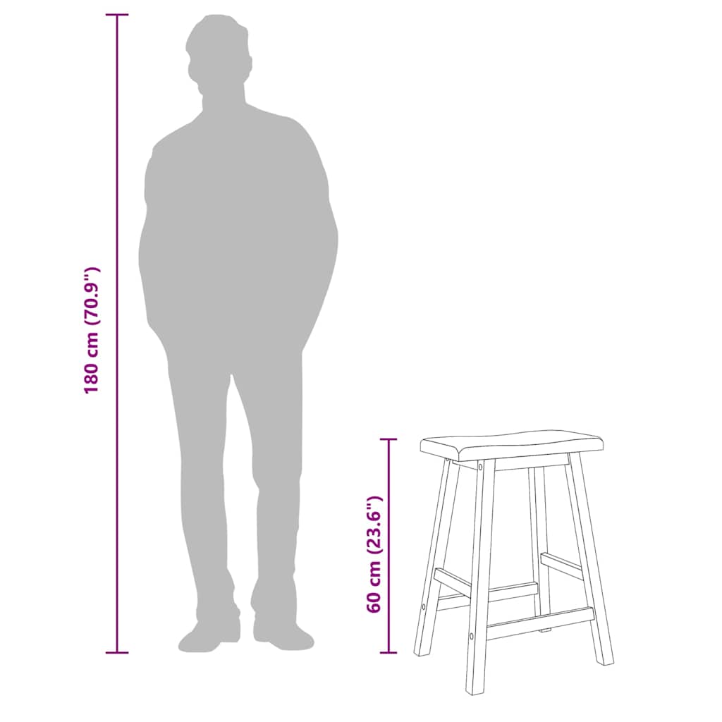 Sgabelli da Bar 2 pz Bianchi in Legno Massello di Hevea - homemem39