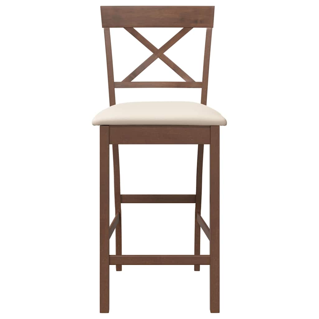 Sgabelli da Bar con Cuscini 2pz Marrone Legno Massello di Hevea - homemem39