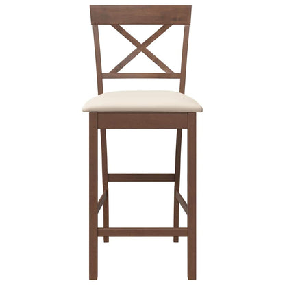 Sgabelli da Bar con Cuscini 2pz Marrone Legno Massello di Hevea - homemem39