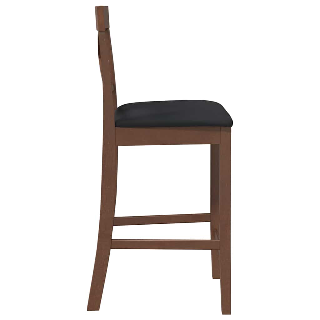 Sgabelli da Bar con Cuscini 2pz Marrone Legno Massello di Hevea - homemem39