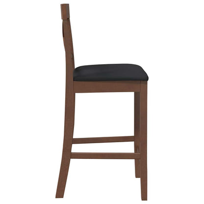 Sgabelli da Bar con Cuscini 2pz Marrone Legno Massello di Hevea - homemem39