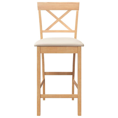 Sgabelli da Bar con Cuscini 2pz Naturale Legno Massello Hevea - homemem39