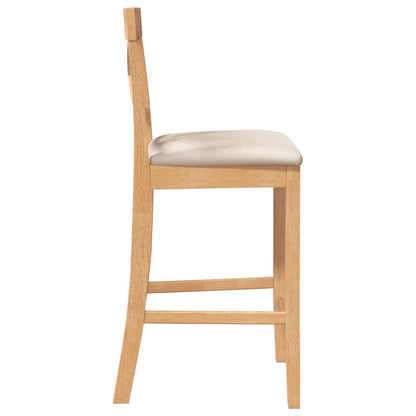 Sgabelli da Bar con Cuscini 2pz Naturale Legno Massello Hevea - homemem39