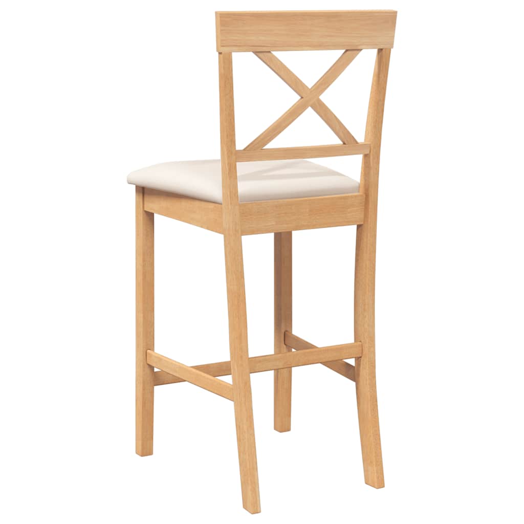 Sgabelli da Bar con Cuscini 2pz Naturale Legno Massello Hevea - homemem39